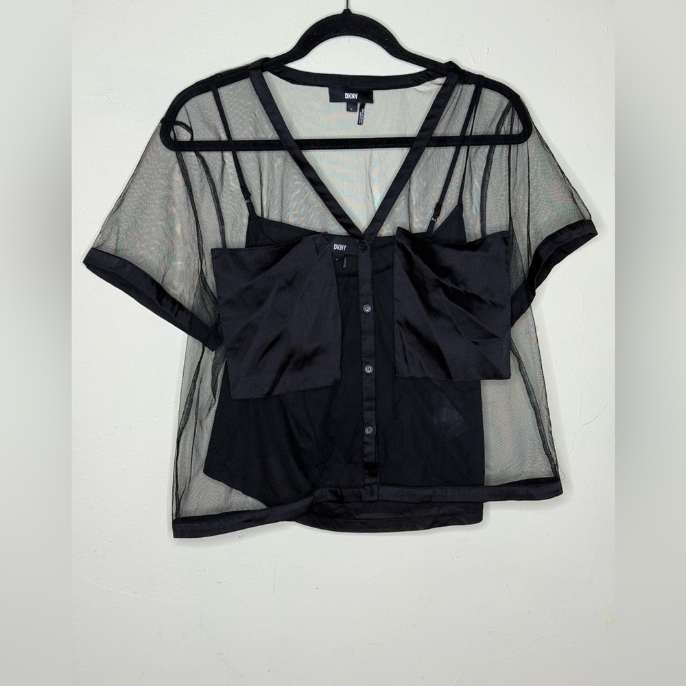 DKNY Black Sheer Blouse